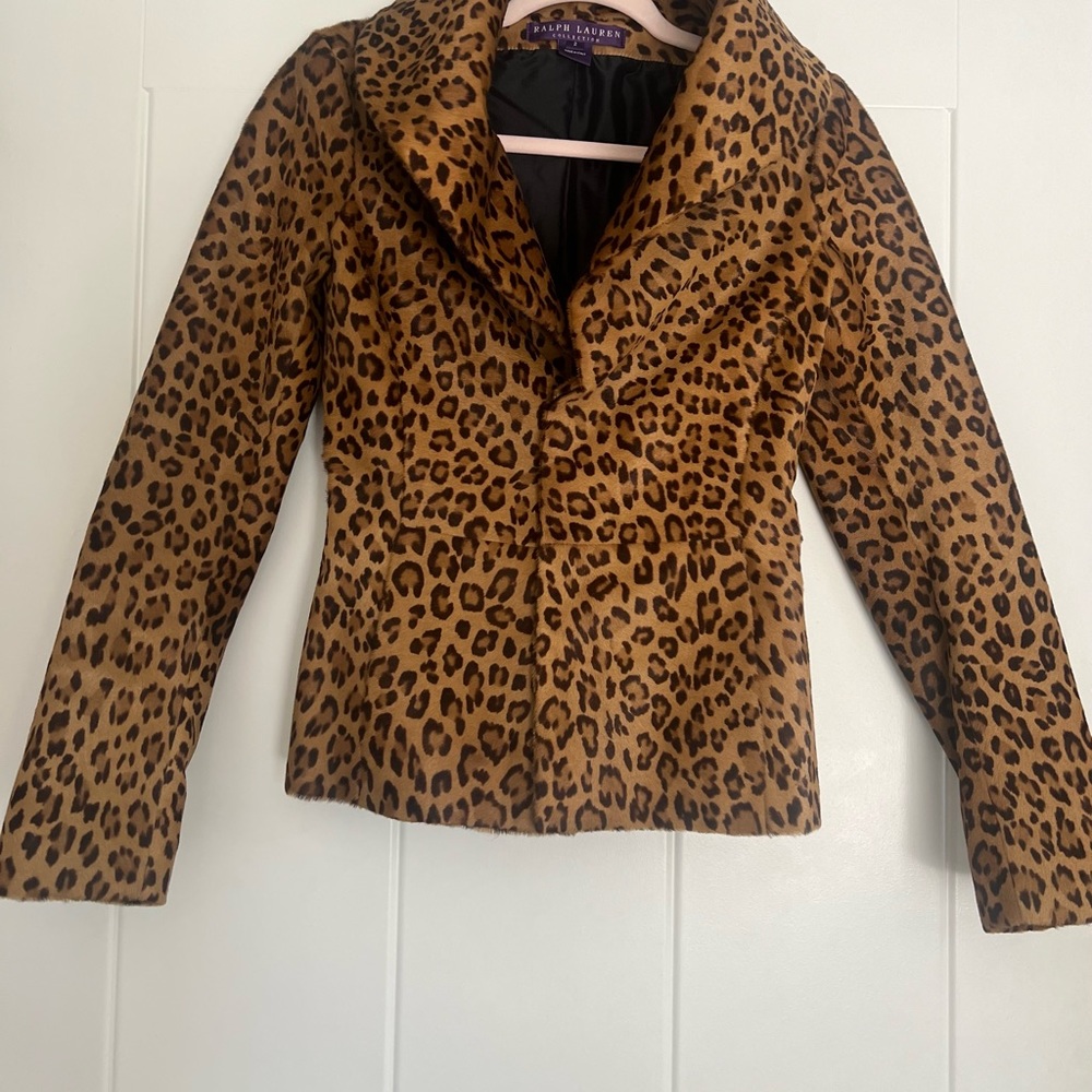 Ralph Lauren Purple Label Leopard-Print Blazer in Tan and Black - Picture 5 of 5